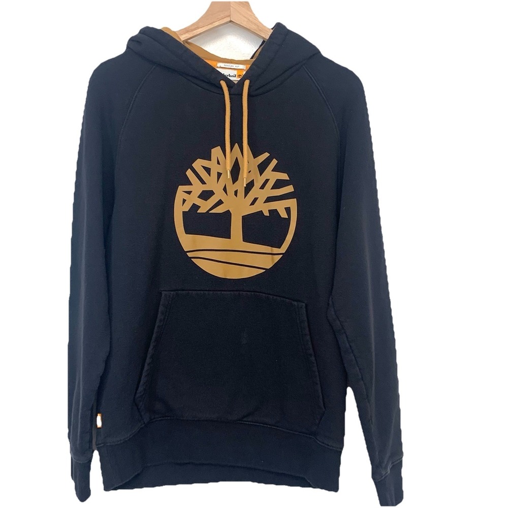 Timberland Hoodie Men Tree Logo Graphic Sweatshirt Black Medium Casual Outdoor